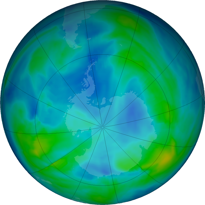 Antarctic ozone map for 08 May 2020